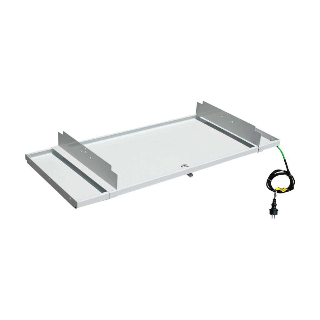 Drain pan 1400x550x35 mm with heating cable. RAL9002.