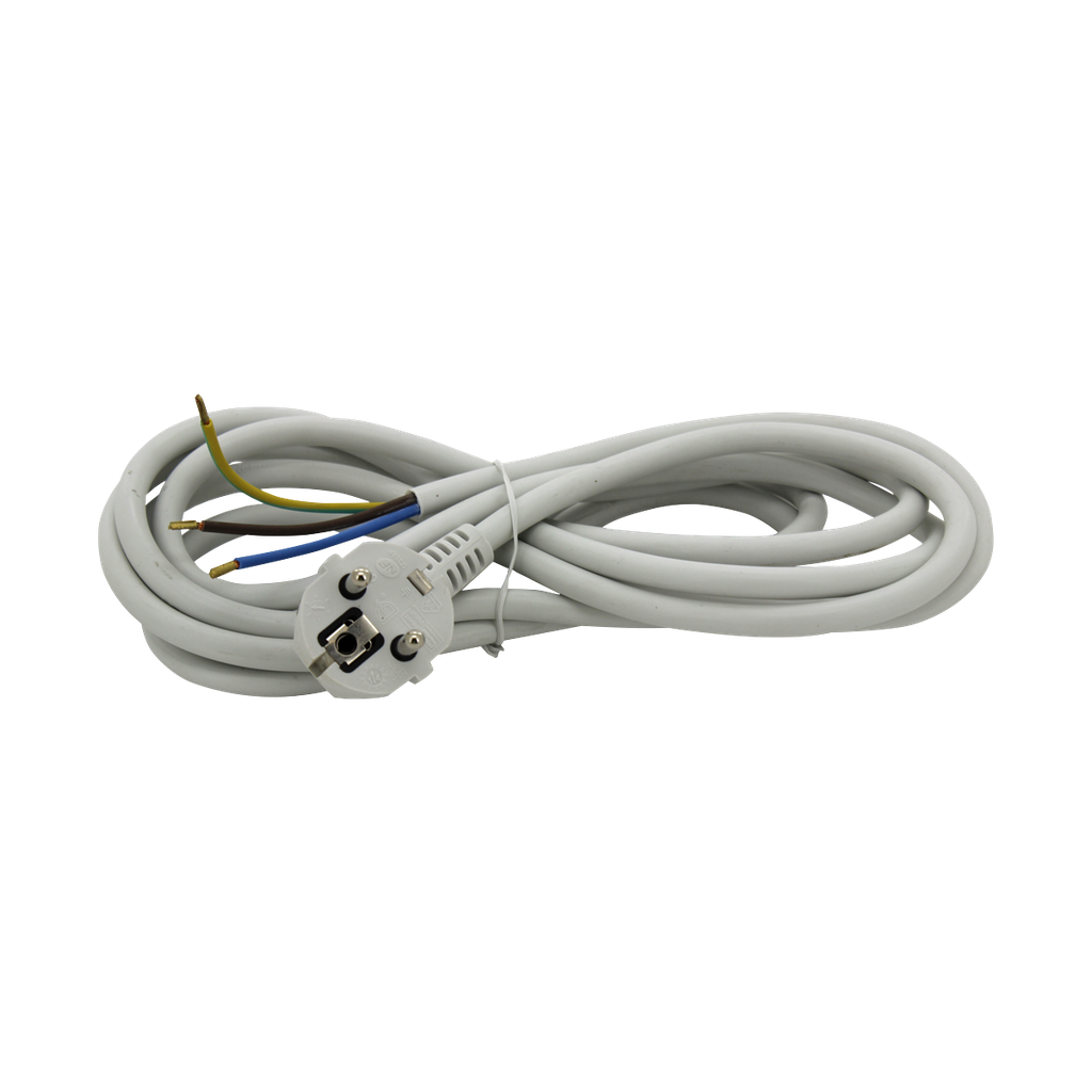Power cord OPAL with plug; 3 m, white, H05VV-F 3x1,5, PVC, IP20.