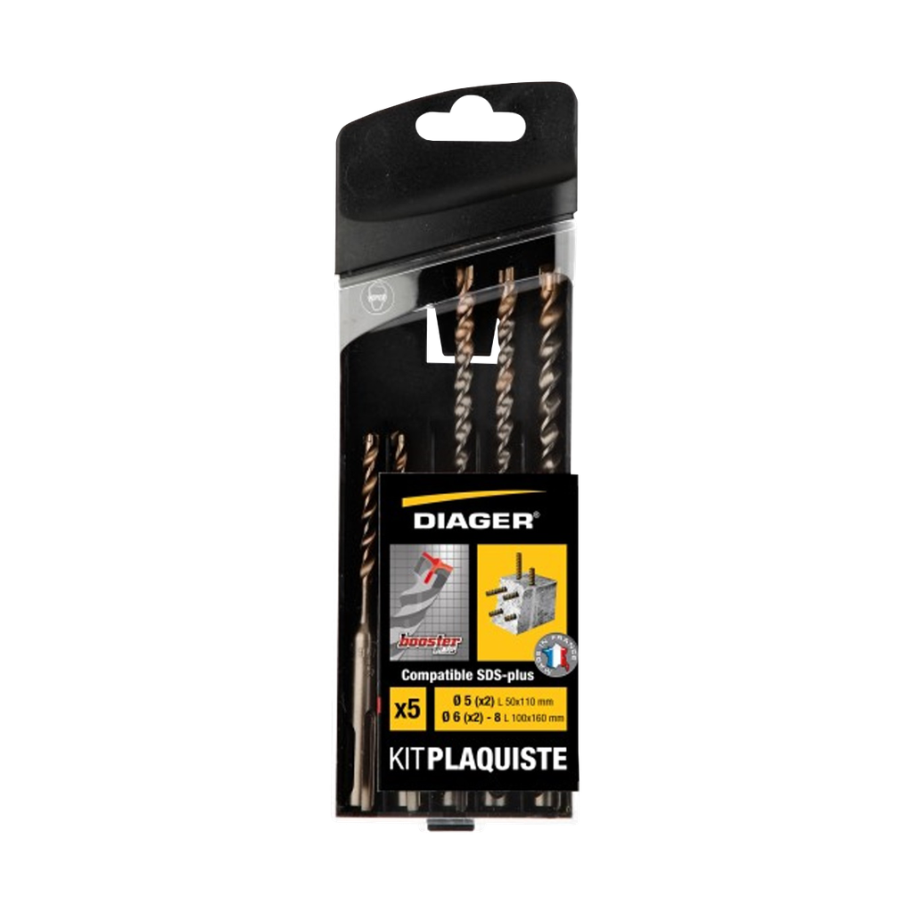 Set of 7 booster SDS+ drill bits sizes Ø5-6-8 x 110 mm, Ø6-8-10-12 x 160 mm.