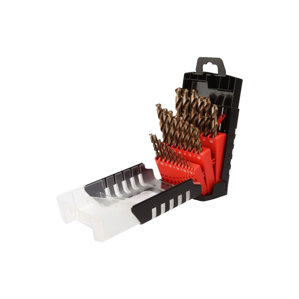 Metallpuuride komplekt, 25-osaline, 135° otsadega, HSS 5% koobalt (Ø 1–13 mm, samm 0,5 mm).