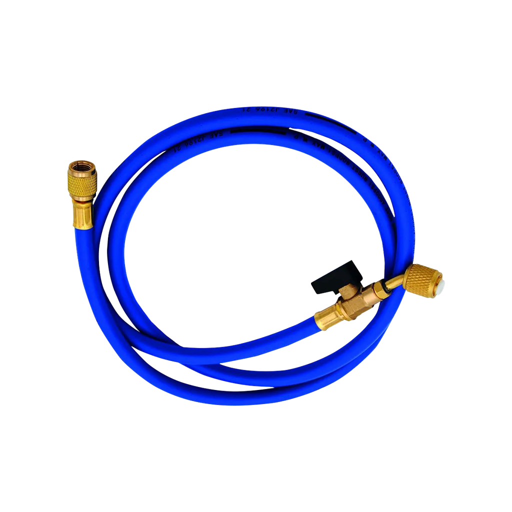 Blue pressure hose with 45° tap 5/16" SAE x 1/4" SAE. Length 1500 mm.