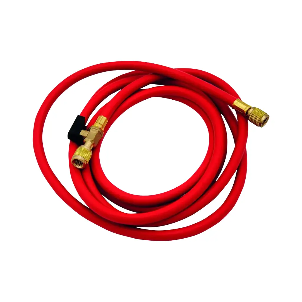 Red pressure hose with tap 5/16" SAE x 1/4" SAE. Length 3000 mm.