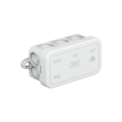 [AMO637] Junction box A6, IP55. Size: 80 x 43 x 36 mm.