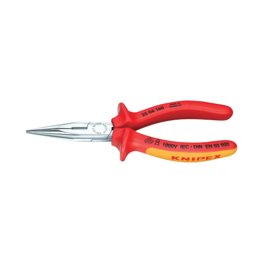 [18-2506160] Long Nose Pliers with Cutter 160 mm, VDE 1000V.