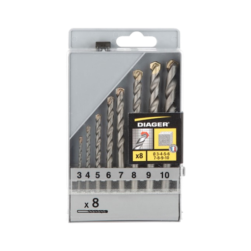 [33-250C] Set of 8 Flash mansonry drill bits Ø3-4-5-6-7-8-9-10 mm.