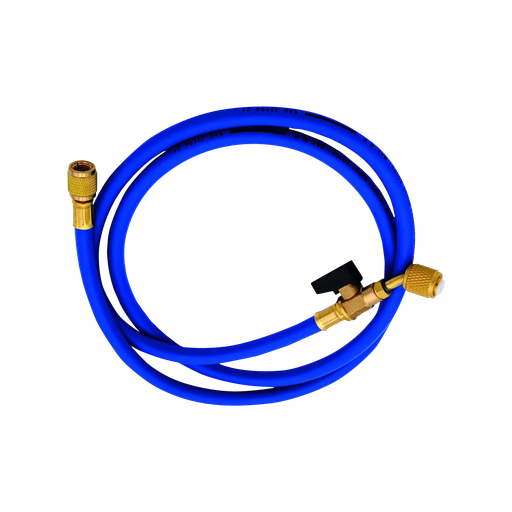 [11663] Blue pressure hose with 45° tap of 1/4" SAE x 1/4" SAE. Length 1500 mm.