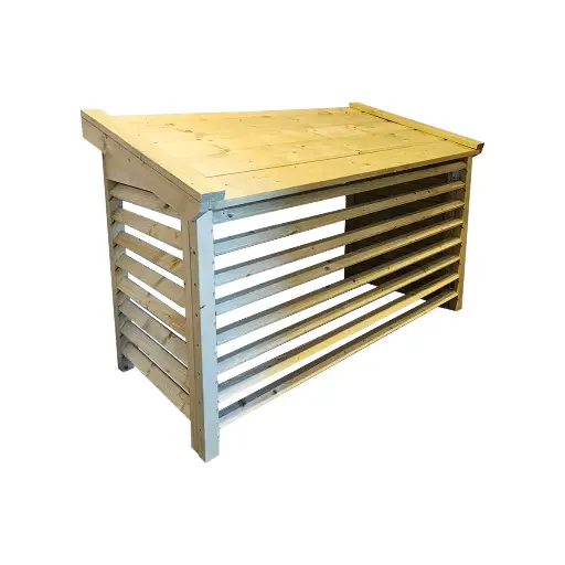 [OC4002] Natural spruce outdoor unit cover. Dimensions (LxHxD): 1180x800x625 mm.